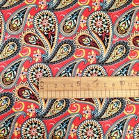 Tissu de doublure pour vêtements, YH8-4043, imprimé numérique en paisley rouge, polyester, satin doux, poids moyen, design personnalisable
