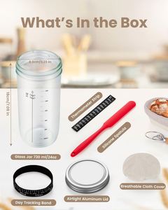 Large Capacity 5-Piece Eco-Friendly <b>Baking</b> Supplies Glass Fermentation Tank Sourdough Starter Jar Kit Lids Date Marking - Product Image 4
