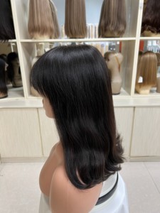 Pelucas sin pegamento de <span class=keywords><strong>cabello</strong></span> humano virgen chino al por mayor, pre-arrancadas, transparentes HD para pelucas frontales de encaje <span class=keywords><strong>con</strong></span> ondas bob y flequillo - Product Image 5