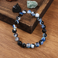 Bracelet en pierre naturelle bleue en gros, bracelet ajustable en agate de feu pour couple, bijoux de mode, cadeaux