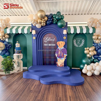 Backdrop PVC Biru Hijau Ripple Berkualitas Tinggi Unik untuk Dekorasi Pernikahan, Latar Belakang Akrilik, Dekorasi Pesta, Gapura untuk Acara
