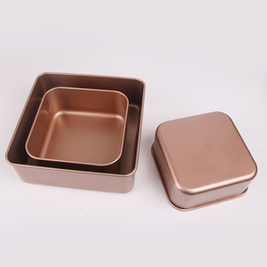 <b>Square</b> Baking Pan <b>Set</b> Rose Gold Non Stick Carbon Steel Cake Pans For Home Baking Oven Safe - Product Image 2