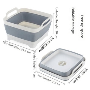 Bassin de lavage pliable contemporain en plastique 9L (2,4 Gal) – Évier de <span class=keywords><strong>camping</strong></span> rétractable et pliable pour cuisine, lessive et usage senior - Product Image 4