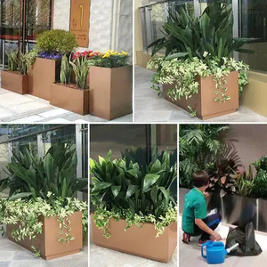 Nouveau pot de fleurs <span class=keywords><strong>rectangulaire</strong></span> en aluminium, style nordique moderne minimaliste, grand format, pour intérieur/extérieur, créatif, revêtement poudré vert. - Product Image 6