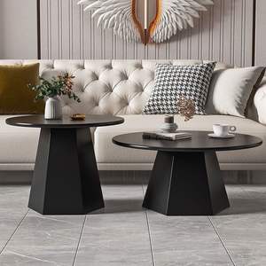 Juego de Mesa de Centro Redonda Moderna con Tapa de Mármol, Muebles para Sala de Estar, Diseño para Apartamentos Pequeños - Product Image 4
