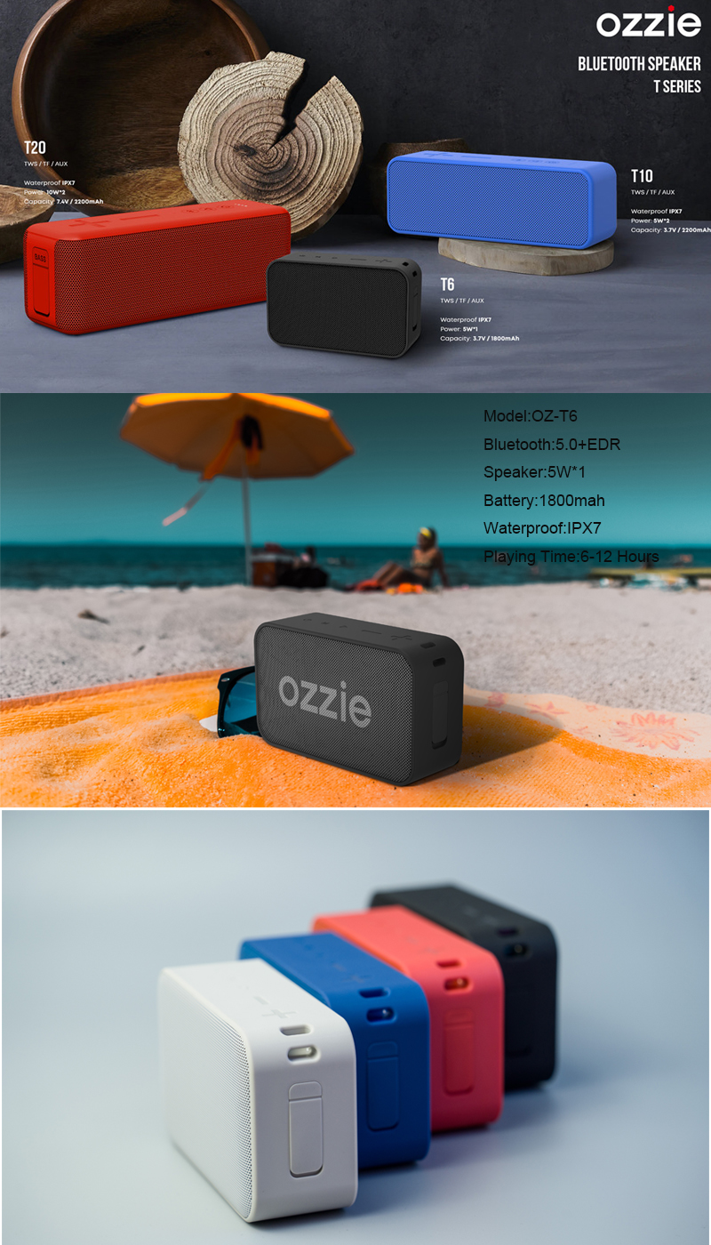 2021防水小型Bluetoothスピーカーボックス、5WサポートTF AUX TWS