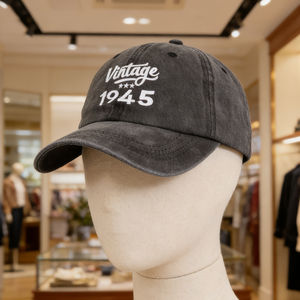 Casquette de camionneur en coton vieilli à 6 panneaux - Broderie vintage « 1945 » respirante, idéale pour les activités de plein air - Product Image 4