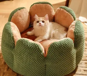 2024 High Quality Plush Soft Luxury Cat Bed Comfortable Cotton Cat House