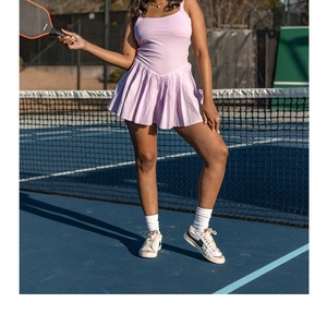 Venta caliente nuevo estilo personalizado secado rápido deportes Fitness de talla grande ropa activa mujeres alto elástico de una pieza vestido de tenis - Product Image 4