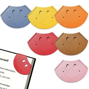 Smile Book Corner Protector PU Leather Happy <b>Bookmark</b> Portable Paper Page Mark Clip Reusable Fun Gifts for Book Clubs - Product Image 1