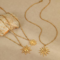 Collier pendentif soleil en acier inoxydable à la mode, nouveau collier pendentif soleil, cadeau accessoire de fête à la mode pour femmes