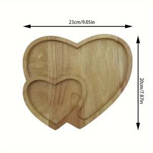 Plateau en bois en forme de cœur 23x20cm, design double cœur, pour restaurant, service à domicile, écologique - Product Image 3