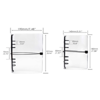 Couverture de classeur A5 A6 noire avec anneaux, couverture de carnet en PVC épais, couvertures de journal/agenda transparentes, classeur de budget avec fermeture élastique
