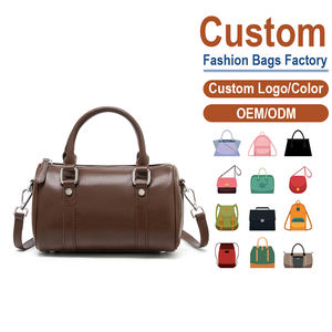 Sac cylindrique en cuir de vachette pleine fleur marron foncé, style rétro, haut de gamme, sac à main et bandoulière, personnalisation OEM - Product Image 1