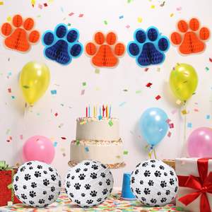 Ensemble de décoration de fête imprimé de pattes de chien bleu <span class=keywords><strong>orange</strong></span> 15 pièces lanternes en papier boule nid d'abeille 3D suspendus fournitures de décoration de fête d'anniversaire - Product Image 4