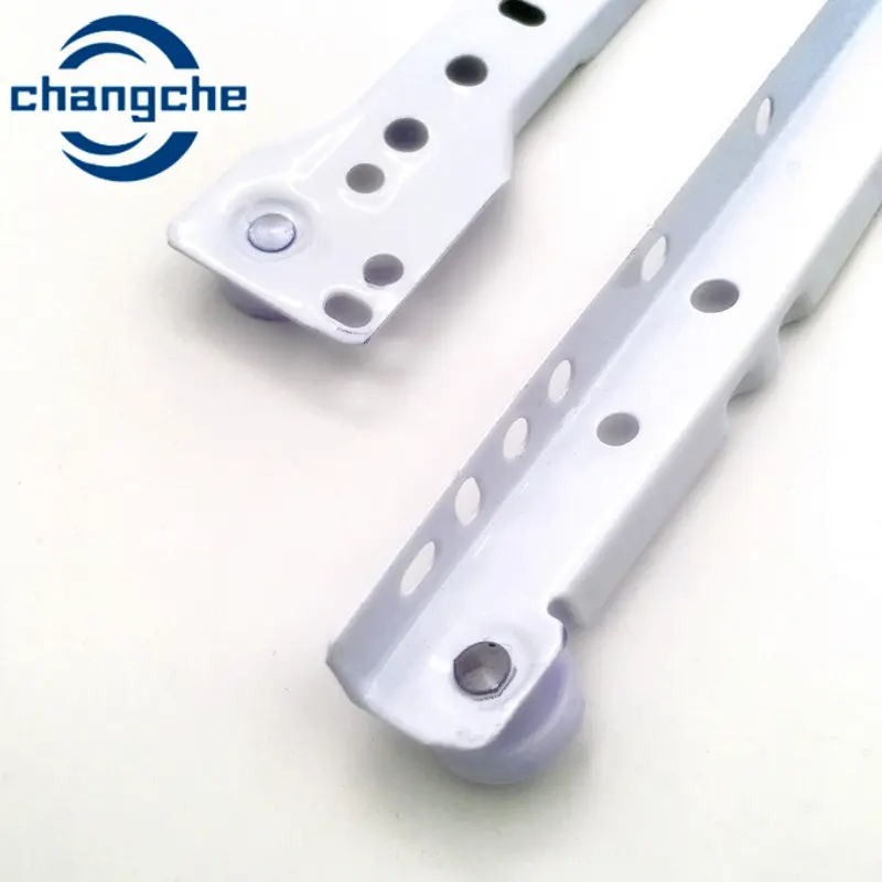 Cabinet Guides Hardware Powder Coated White Nylon Wheel Roller Rails Steel Track Rail Drawer Runner Telescopic Slides