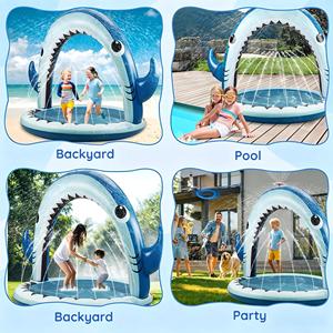 MAKE WAVES 4-in-1 Colorful Inflatable PVC Shark Sprinkler with <b>Ring</b> Toss Game for <b>Kids</b> - Product Image 6