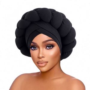 Turban africain extensible en polyester uni pour femmes, idéal pour l'extérieur - Product Image 3