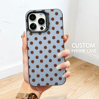 Coque de téléphone antichoc minimaliste en TPU mat à motif pois bleus et bruns, motif géométrique, pour iPhone 17 16 15 14 13 Pro Max