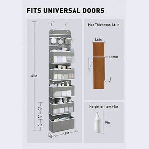 2 in 1 Wall Mount Over Door Hanging Organizer Storage 6-<b>shelf</b> Over the Door Organizer - Product Image 2