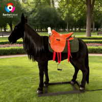Cheval animatronique grandeur nature - Cheval en peluche interactif réaliste avec selle pour parc à thème / zone de divertissement pour enfants
