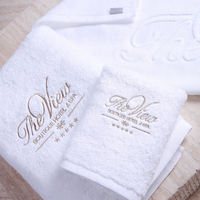 Logo Luxury Woven 100% Cotton Hotel Bath Towel Set with Bath and Hand Towels