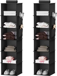 Fabric Non-woven 6 Shelf Hanging Closet Organizer Foldable Wardrobe Clothes <b>Storage</b> Shoe Organizer Hanging Bag - Product Image 3