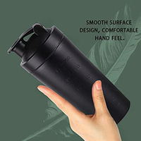 Bouteille shaker à protéines en acier inoxydable isolée de 500 ml avec boule de mélange, réutilisable et portable pour la maison, le bureau et la salle de sport