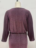 Nouvelle Robe de Soirée Rétro Décontractée pour Femme, Rouge Bordeaux, Col en V Profond, Taille Torsadée, Froncée, Fente Asymétrique, Manches Longues, Coupe Ajustée, Longueur Midi, Collection Automne