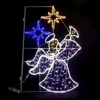 Tamaños personalizados 5 '6' 7 '8' 2D Santa Motif Lights Decoraciones navideñas montadas en postes iluminados comerciales para City Street