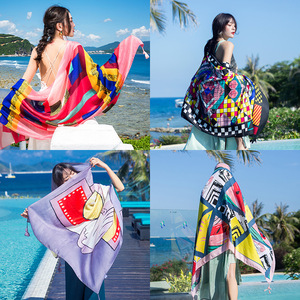 Conjunto de Chal grande de playa de moda de bufanda de verano duradera de poliéster de estilo nacional de gran tamaño - Product Image 4