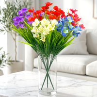 Fleurs Artificielles : Bouquets de Violettes et Orchidées Vertes Printanières, Fleurs Longues en Paille de Blé pour Mariage, Jardin, Décoration Intérieure, Plantes en Pot