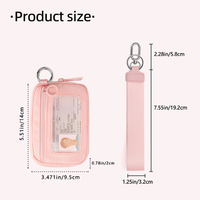 Dompet kartu Lulu wanita, dompet ritsleting dengan jendela Portabel gantungan kunci, dompet saku koin dua kantung