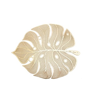Napperon en <span class=keywords><strong>vinyle</strong></span> Boen en forme de feuille évidé napperons en relief or luxe pour la fête de restaurant à la maison - Product Image 4