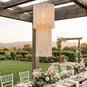 Grand macramé de style mexicain pour mariage, thème bohème, <span class=keywords><strong>d</strong></span>écoration <span class=keywords><strong>d</strong></span>'allée ou de maison avec <span class=keywords><strong>abat</strong></span>-<span class=keywords><strong>jour</strong></span> fonctionnels - Product Image 2