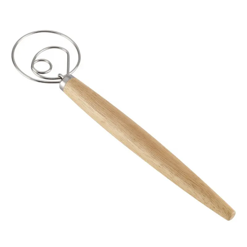 Danish Dough Whisk Blender Dutch Bread Whisk Hook Wooden Hand Mixer Bread home Baking Tools for Cake Bread Pizza Tool