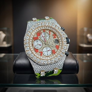 Reloj Deportivo Cronógrafo con Cristal de Moissanita, Correa de Acero Inoxidable con Moissanita, Resistente al Agua 10 Bar, Reloj de Pulsera de Cuarzo - Product Image 3