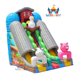 Toboggan gonflable double piste sur le thème de la ferme en PVC, directement de l'usine, pour <span class=keywords><strong>location</strong></span> et jeux d'enfants, utilisable à sec ou à l'eau - Product Image 4