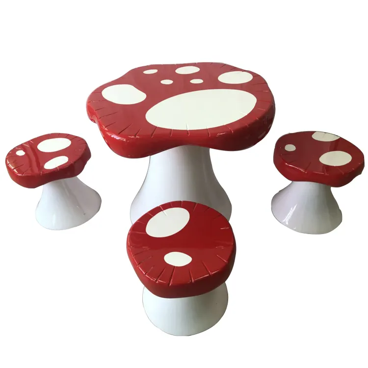 Sièges de table champignon géant personnalisés FRP pPark Sculpture animale grandeur nature ornements de jardin décoration extérieure en résine de fibre de verre