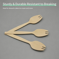 Cuillère-fourchette jetable en bois de bouleau biodégradable 80mm 147mm, ensemble cuillère-fourchette à gâteau compostable, pack d'ustensiles de dégustation de desserts