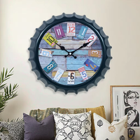 2025 Art Deco Quartz Fashion hadiah rumah tangga dekoratif cetak Logo botol bir penutup jam dinding plastik untuk Paskah
