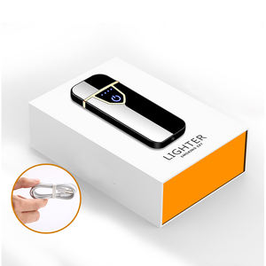 Cheap Customized Electric Windproof Rechargeable Slim Portable Fingerprint Touch Control Coil <b>Cigarette</b> Flip Top <b>USB</b> <b>Lighter</b> - Product Image 6