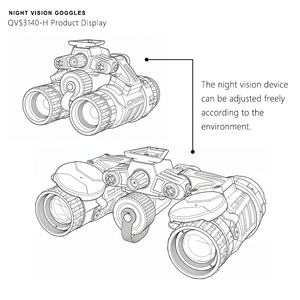 Gafas de Visión Nocturna Binoculares Profesionales QCNV QVS3140-<span class=keywords><strong>H</strong></span> FOM1200+ con Intensificador de Imagen Gen2+ para Observación, Suministro de Fábrica - Product Image 2