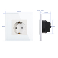 Touchmi 16A Enchufe de pared para el hogar Marco de vidrio Vidrio estándar de la UE + Material de PC Toma de corriente CE RoHS para certificado para el hogar/Hotel