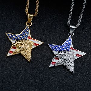 Ornamento HIPHOP Hip Hop in stile 316 in acciaio inossidabile <span class=keywords><strong>con</strong></span> vernice <span class=keywords><strong>con</strong></span> strass ciondolo bandiera aquila americana - Product Image 2
