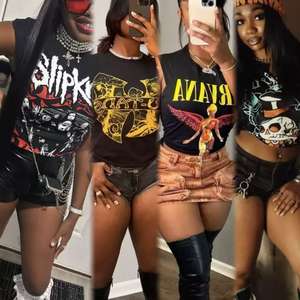 Peeqi ชุดผ้ายีนส์<span class=keywords><strong>2</strong></span>ชิ้นชุดเสื้อกล้ามพิมพ์ลายดิจิทัลและกางเกงขาสั้นผ้ายีนส์/กระโปรง/กางเกงหนัง PU - Product Image 1