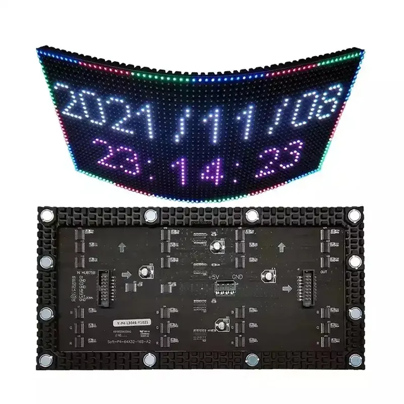 Module souple P2/P4 LED 256x128mm P4 panneau LED intérieur couleur LED incurvé écrans d'affichage Module flexible