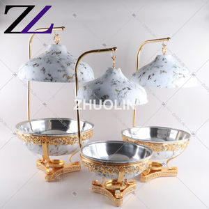 8L <span class=keywords><strong>Shabu</strong></span> <span class=keywords><strong>Shabu</strong></span> Tisch Essen wärmer Catering serviert guten Alkohol Gold hängen Haken Deckel Essen warm Chafing Dish Buffet Set Herd - Product Image 3