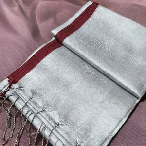 Vestido Saree Azrak de Seda/Algodón Tassar a Cuadros, Hecho a Mano, Ecológico, de Secado Rápido, Peso Medio, Tejido, para Niñas y Mujeres, para Bodas - Product Image 2