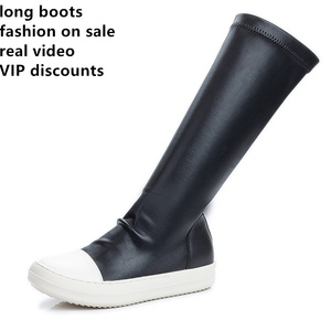 Dropshipping scarpe da donna alla moda 2022 da donna firmate piatte ufficiali da donna stivali <span class=keywords><strong>alti</strong></span> <span class=keywords><strong>neri</strong></span> sopra il ginocchio - Product Image 3